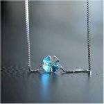 Square Cube S925 Silver Water Drop Star Crystal Necklace - Image 3