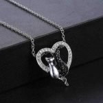 Lovely Couple Cats Heart Crystal Pendant Jewelry Women Necklace Gift - Image 2