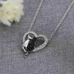 Lovely Couple Cats Heart Crystal Pendant Jewelry Women Necklace Gift - Image 3