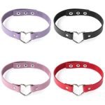 1CM Width Punk Gothic Metal Heart Leather Choker Collar Necklace Only for Wholesale - Image 3