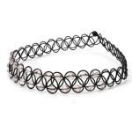 Choker Punk Stretch Tattoo Crystal Rhinestone Choker Necklace Elastic - Image 5