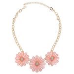 Pink Crystal Flower Pendant Necklace For Women
