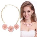 Pink Crystal Flower Pendant Necklace For Women - Image 2