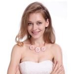 Pink Crystal Flower Pendant Necklace For Women - Image 3