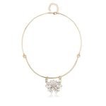 Trendy Balancing Style Dangle Crystal Flower Delicate Pandent Rhinestone Gold Necklace for Women