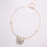 Trendy Balancing Style Dangle Crystal Flower Delicate Pandent Rhinestone Gold Necklace for Women - Image 3
