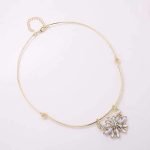 Trendy Balancing Style Dangle Crystal Flower Delicate Pandent Rhinestone Gold Necklace for Women - Image 5