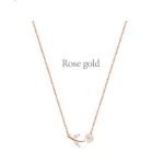 S925 Sterling Silver Rhinestone Artificial Pearl Leaves Short Clavicle Necklace - Image 4