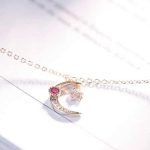 Vintage Necklace Rhinestone Crystal Alloy Star Moon Necklace - Image 4