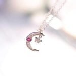 Vintage Necklace Rhinestone Crystal Alloy Star Moon Necklace - Image 6