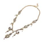 Golden Luxury Irregular Shape Statement Necklace Shining Crystal Decor Necklace for Women - Image 2