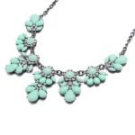 Cyan Stylish Collar Necklace Resin Drop Shape Flower Crystal Fresh Summer Item - Image 2