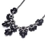 Trendy Elegant Black Collar Necklace Resin Flower Crystal Stylish Women Jewelry - Image 2