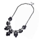 Trendy Elegant Black Collar Necklace Resin Flower Crystal Stylish Women Jewelry - Image 3