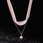 Trendy Multicolor Velvet Artificial Pearl Choker Women Necklaces - Image 5