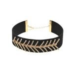 Trendy Velvet Multicolor Fish Bone V Rhinestones Women Choker Necklace - Image 5