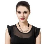 Pearl Rhinestone Flower Pendant Black Lace Long Necklace Elegant for Women Clothing Accessories - Image 2