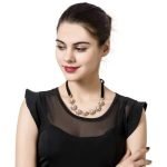 Pearl Rhinestone Flower Pendant Black Lace Long Necklace Elegant for Women Clothing Accessories - Image 3