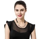 Pearl Rhinestone Flower Pendant Black Lace Long Necklace Elegant for Women Clothing Accessories - Image 5