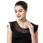 Shiny Eight Rhinestones Long Pendant Punk Black Choker Leather Clavicle Elegant Necklace for Women - Image 4