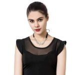 Elegant Shiny Rhinestone Leaves Pendant Adjustable Lace Long Necklace Jewelry for Women - Image 2