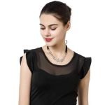 Elegant Shiny Rhinestone Leaves Pendant Adjustable Lace Long Necklace Jewelry for Women - Image 3