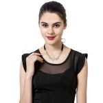 Elegant Shiny Rhinestone Leaves Pendant Adjustable Lace Long Necklace Jewelry for Women - Image 4