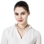 Women's Punk Necklace Two Layers Crown Shape Pearl Pendant Sparkling Rhinestone Black Choker - Image 3