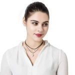 Women's Punk Necklace Two Layers Crown Shape Pearl Pendant Sparkling Rhinestone Black Choker - Image 4