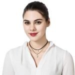 Women's Punk Necklace Two Layers Crown Shape Pearl Pendant Sparkling Rhinestone Black Choker - Image 5