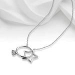 Platinum Plated Sweet Wedding Ring and Five-pointed Star Interlinked Pendant Necklace for Women - Image 2