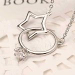 Platinum Plated Sweet Wedding Ring and Five-pointed Star Interlinked Pendant Necklace for Women - Image 5