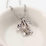 Retro Pearl Necklace Fashion Silver Color Hollow Openable Turtle Can Open Pendant Women Jewelry - Image 5
