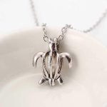 Retro Pearl Necklace Fashion Silver Color Hollow Openable Turtle Can Open Pendant Women Jewelry - Image 6