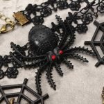 Vintage Lace Skull Head Choker Crystal Spider Web Necklace Halloween Party Accessories - Image 4