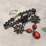 Vintage Lace Skull Head Choker Crystal Spider Web Necklace Halloween Party Accessories - Image 5