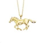 Trendy Silver Gold Color Horse Pendant Necklace Sweater Chain for Women