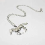 Trendy Silver Gold Color Horse Pendant Necklace Sweater Chain for Women - Image 3