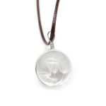Glass Dried Flower Ball Dandelion Pendant Leather Chain - Image 2