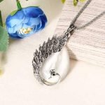 Retro Opal Crystal Peacock Feather Women Pendant Necklace - Image 4