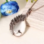 Retro Opal Crystal Peacock Feather Women Pendant Necklace - Image 5