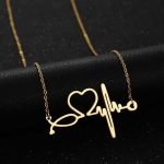 Heartbeat Electrocardiogram Heart Pendant Chain Necklace - Image 2