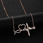 Heartbeat Electrocardiogram Heart Pendant Chain Necklace - Image 3