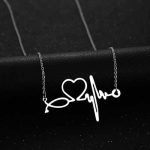 Heartbeat Electrocardiogram Heart Pendant Chain Necklace - Image 4