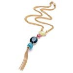 Trendy Tassel Zinc Alloy Resin Beads Long Sweater Necklace - Image 2
