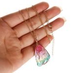 Trendy Natural Stone Gold Line Colorful Handmade Necklace - Image 3