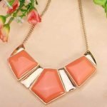 Geometric Pendant Statement Necklace Gold Plated Chain Choker - Image 2