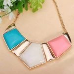 Geometric Pendant Statement Necklace Gold Plated Chain Choker - Image 3