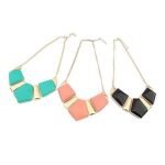 Geometric Pendant Statement Necklace Gold Plated Chain Choker - Image 5