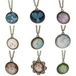 Retro Reindeer Butterfly Glass Cabochon Pendant Necklace Multi Pattern - Image 3